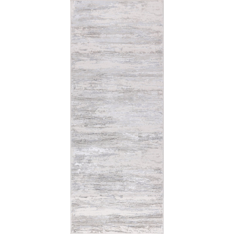 Parkwoods Collection Abstract Neutral Area Rug, Runner 2'6" x 7'8"