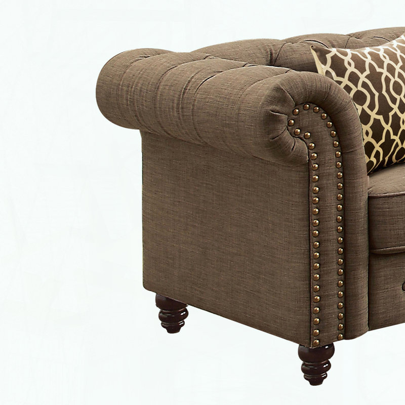 Chaise d'appoint capitonnée avec coussin décoratif