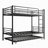 Twin Bunk Bed With Trundle Metal Bunkbeds With Ladder And Full-Length Guardrail, Noise Free, No Box Spring Needed, Black