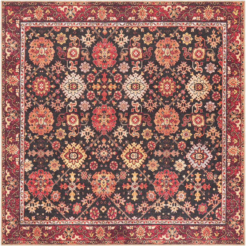 Miyon Performance Chenille Floral Indoor Rug, Square 7'10" x 7'10"
