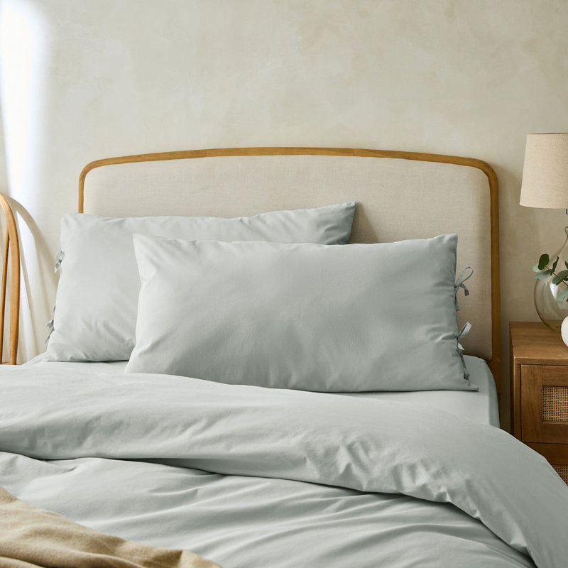 Stiliana 300 Thread Count Superking Pillowcase Pair with Tie Hem, Mineral Blue