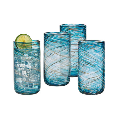 Color Swirl 18 oz. Highball Glasses (Set of 4)