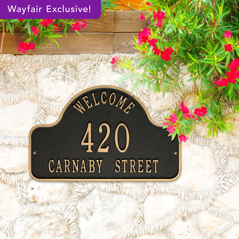 3-Line Wall Address Plaque, Black/Gold, Yes