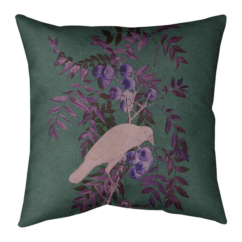 Housse de coussin carrée et insert John James Audubon American Crow, 18 po x 18 po, Housse de coussin seulement