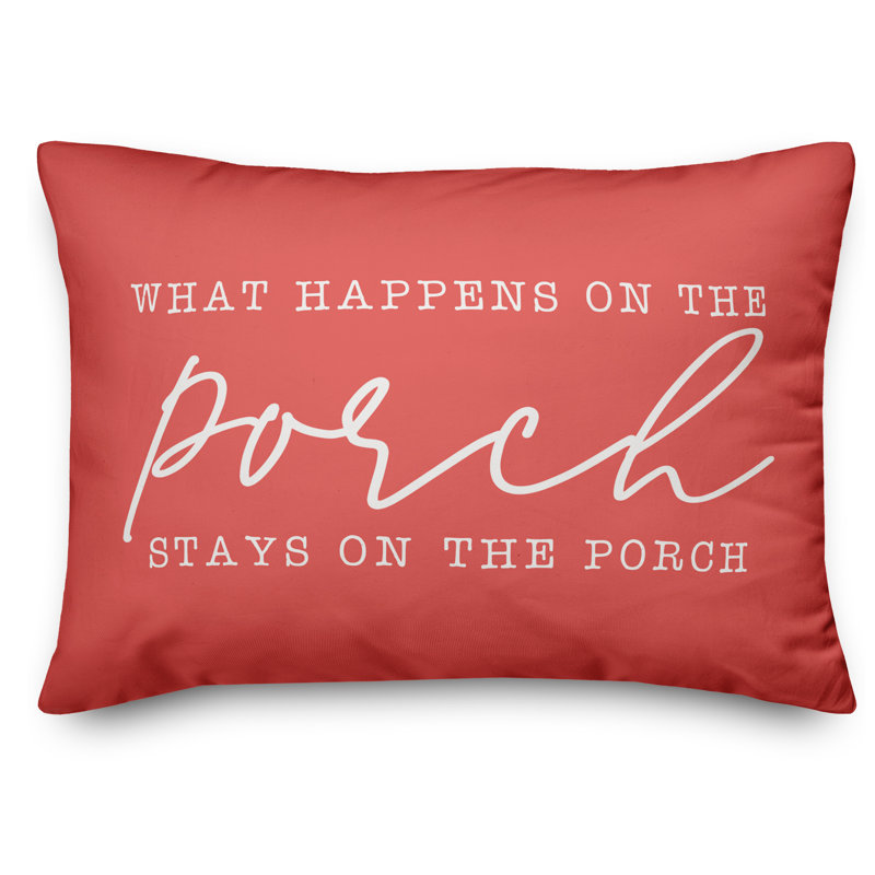 Textual Outdoor Throw Pillow, Coral