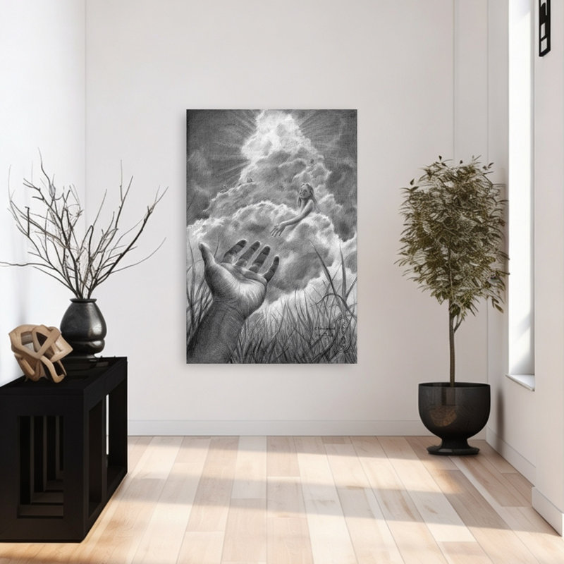 «Celestial Connection», art abstrait surréel, paysage abstrait, art mural, 48" H x 32" W