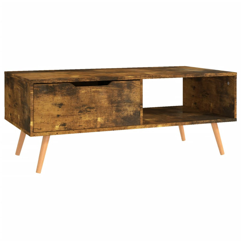 Table basse simple avec rangement en bois manufacturé Jakylie, Brun