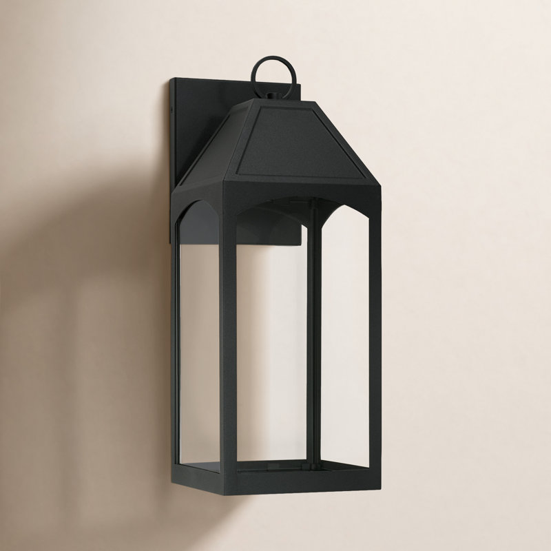 Adamsville Outdoor 1-Light Night Sky Large Wall Lantern In Black With Clear Glass, H 20,5 po x l 7,75 po x P 9,75 po