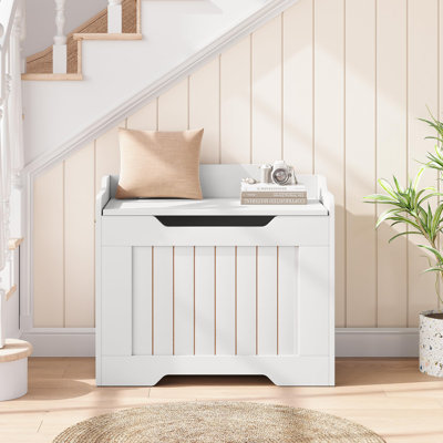 Coffre de rangement, banc de rangement en bois avec charnière de sécurité, coffre de rangement rétro pour entrée, salon, supporte 350 lb