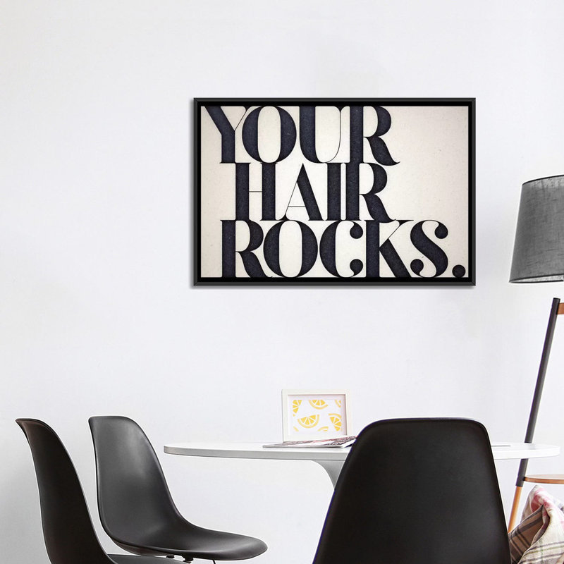 «Your Hair Rocks», art textuel sur toile, H 24 po x l 32 po, Impression encadrée, Noir