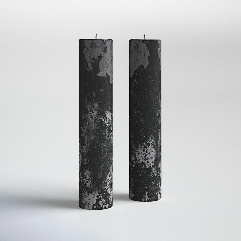 Bougie cylindrique sans parfum, H 13,75 po x l 2,75 po x P 2,75 po, Noir