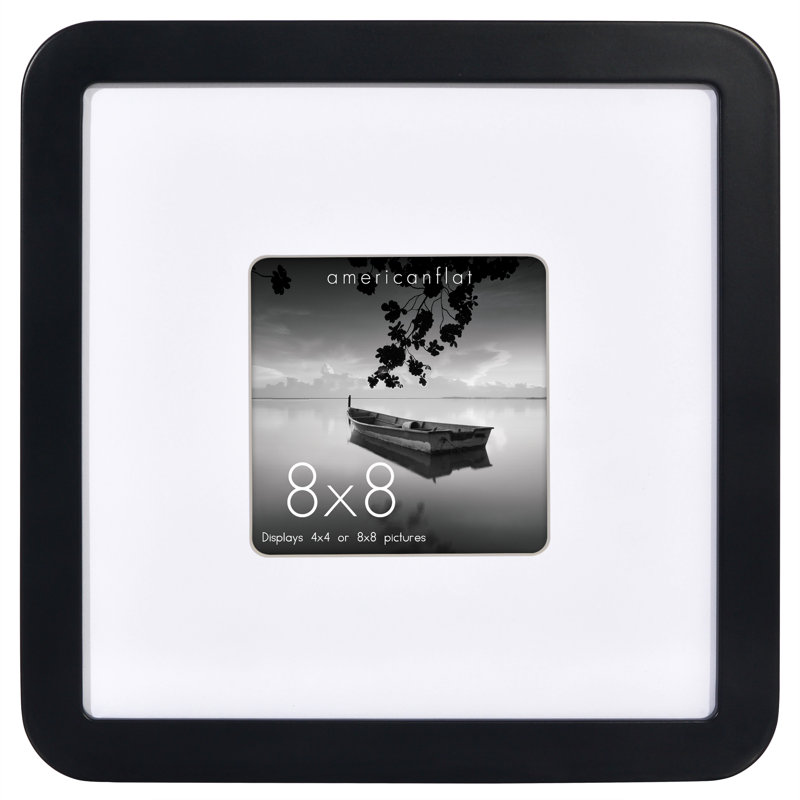 Cadre photo en coin Jacksana et verre incassable - noir, 4" W x 4" H, 8" W x 8" H