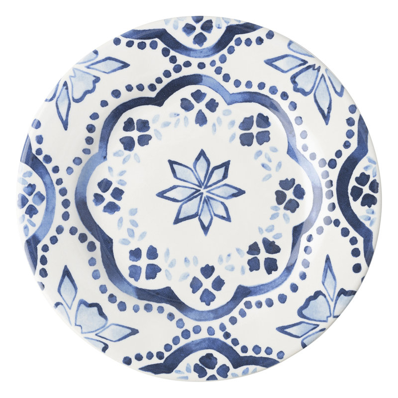 Iberian Side/Cocktail Plate, Indigo/White