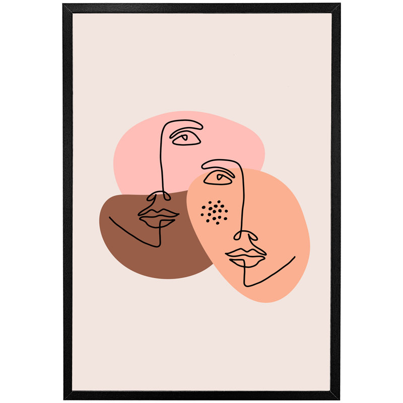 Atha Modern Contemporary Minimalist Woman Portrait - Single Picture Frame Print, 114cm H x 76cm W x 4cm D, Black Framed