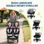 Poussette simple pliable côte à côte, poussette double légère avec sièges réversibles, inclinaison multi-positions, frein à une touche et porte-gobelet pour les nouveau-nés et les tout-petits-133493081