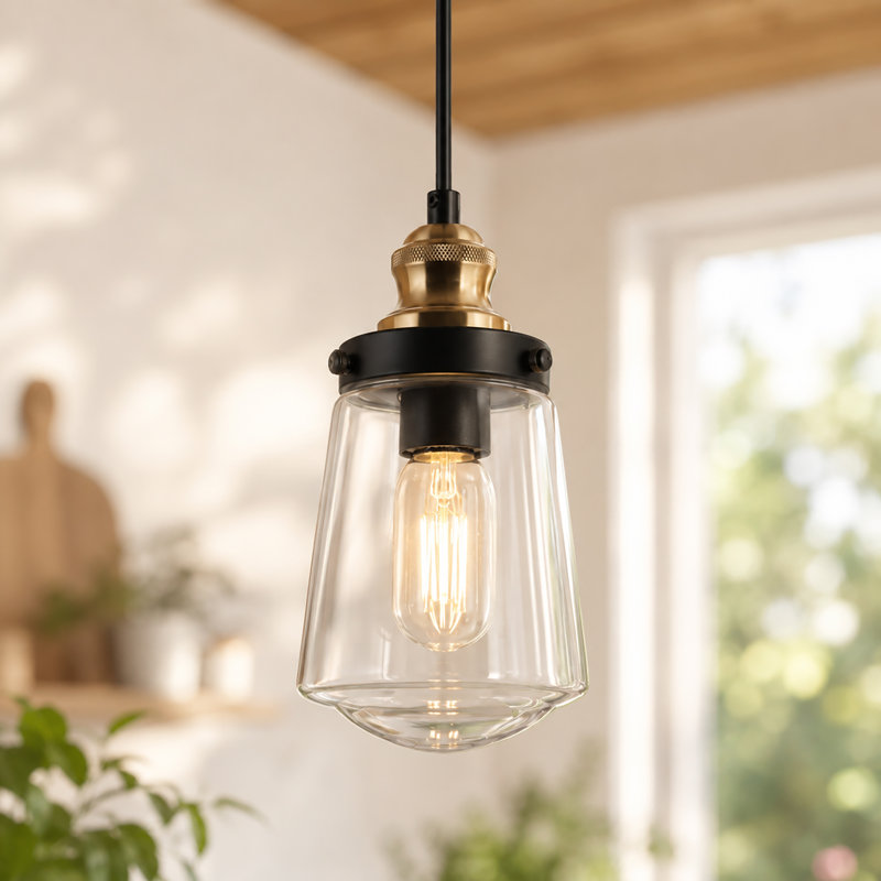 Modern Black Mini 1-Light Glass Pendant Light