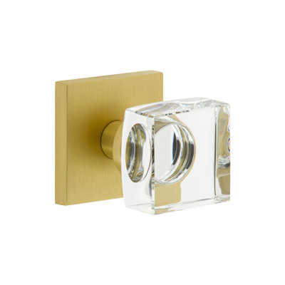 Viaggio Quadrato Rosette Passage With Quadrato Crystal Knob In Satin Nickel