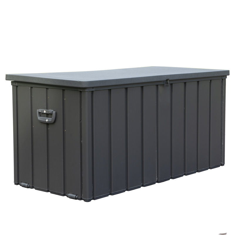 Rangement pour terrasse 120 gallons gris foncé - Bac imperméable pour coussins et accessoires de piscine