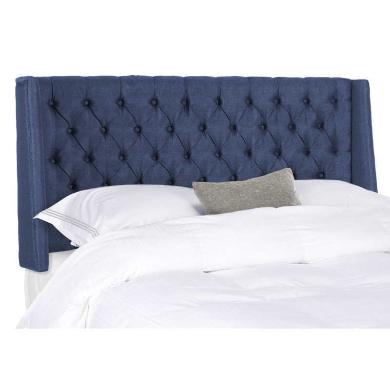 Bertlinde Upholstered Headboard, Full, Linen Navy