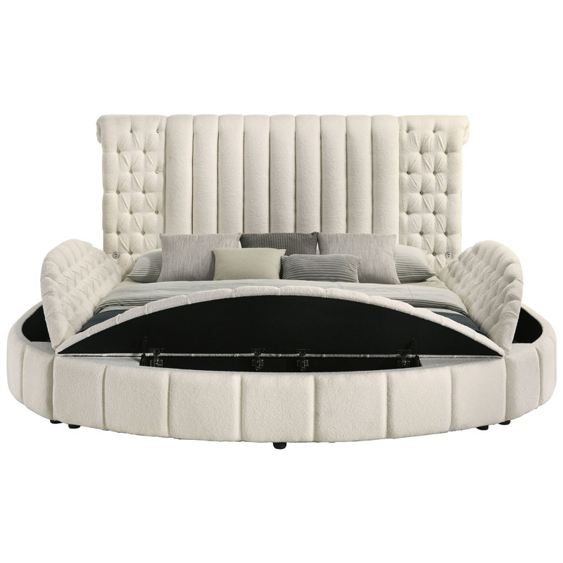 Lit rond très grand tapissier Eastern, rangement inclus, charge, glamour de chambre