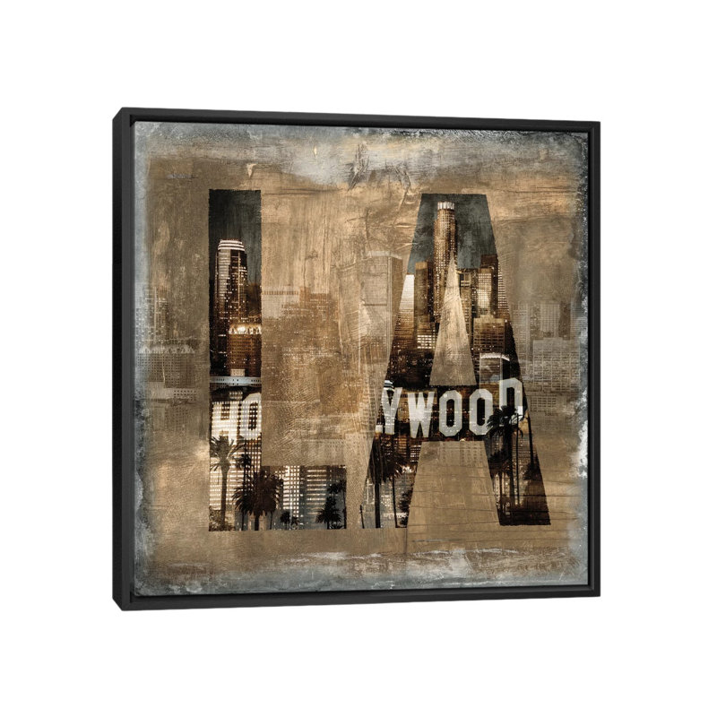«LA Reveal», reproduction d'impression sur toile, H 18 po x l 18 po x P 1,5 po, Toile avec cadre noir, Pas de tapis
