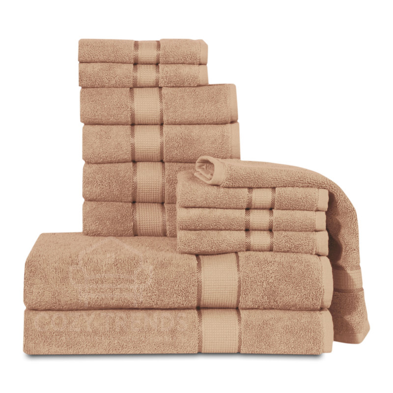 Ensemble de serviettes 12 pièces 100% coton Cuellar, Blanc