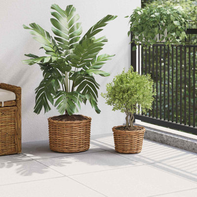  Planter Basket With Storage 2 Pcs Decor Container Display Woven Outdoor