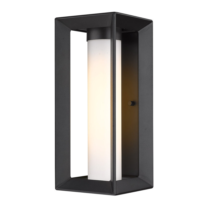 Lanterne murale d'extérieur à 1 ampoule noire naturelle H 14 po Avuyer, Verre opale, Noir