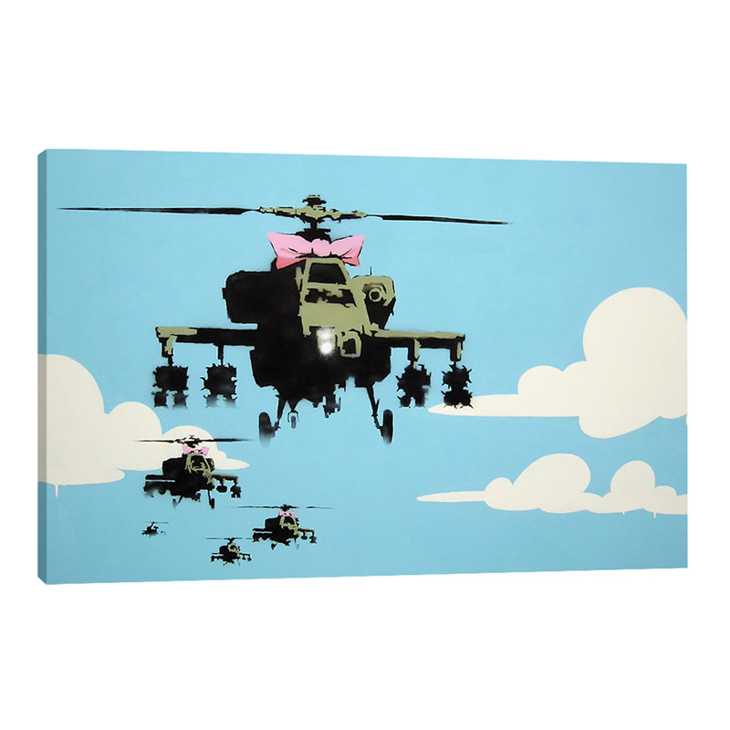 Vapor Helicopters by Banksy - Wrapped Canvas Print, 30 cm H x 46 cm W x 4 cm D
