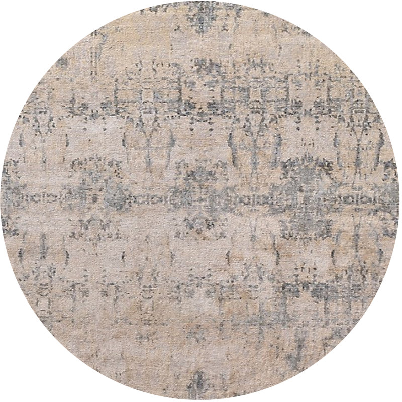 Tapis beige / gris, Rond 7 pi