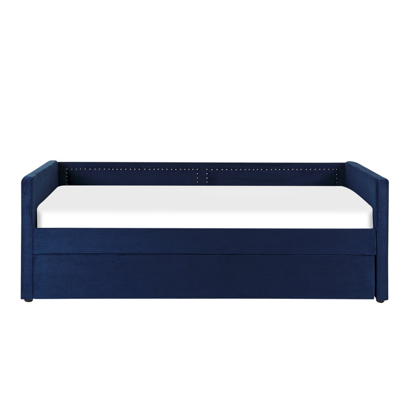 Airianna Upholstered Daybed with Trundle, Navy