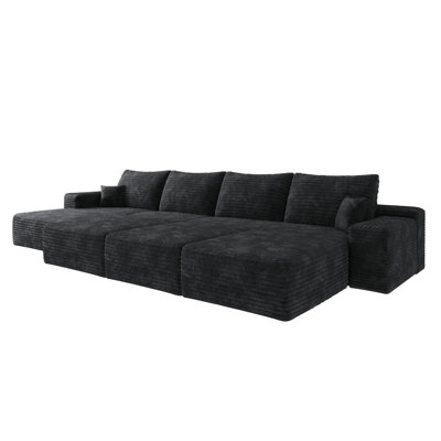Modular cloud sofa 6 seats down sofa bed apartment living room sofa ,No Assembly Required,(Plush Corduroy Fabric) by Hokku Designs