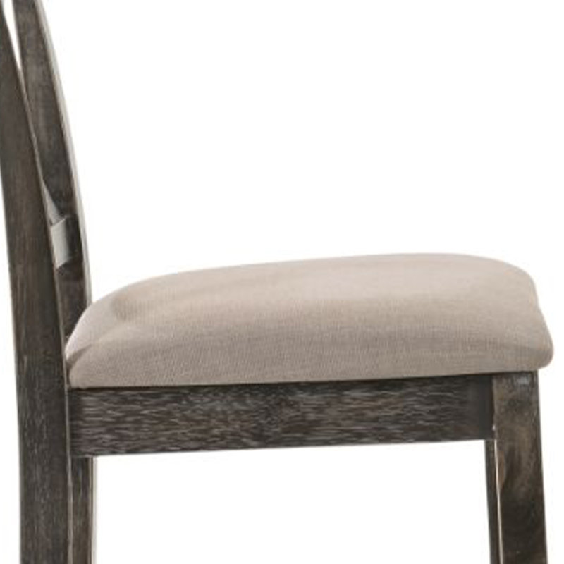 Tabouret de bar en bois massif avec dossier en X et siège rembourré en lin