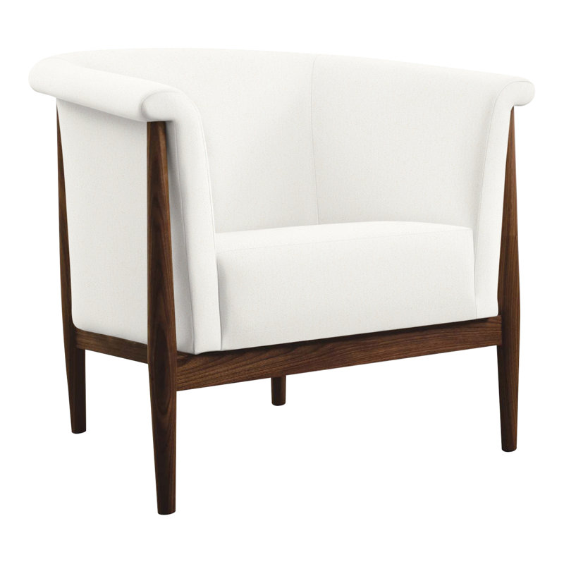 Fauteuil demi-tonneau l 34,5 po Walnut Grove, Perigold améliorer blanc