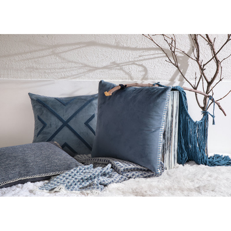 Indigo Blue Hand Woven Jacquard Throw Blanket