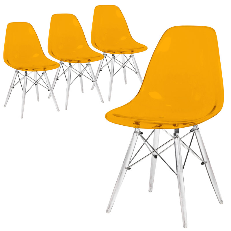 Culley Modern Acrylic Side Chair – Armless Transparent Accent Chair Lightweight Molded Plastic Seating for Dining Room, Kitchen, Vanity, Office, or Banquet