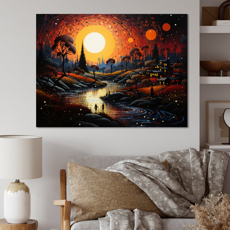 «Mystic Forest River Sunset Pastoral I», reproduction sur toile, H 12 po x l 20 po x P 1 po, Toile tendue