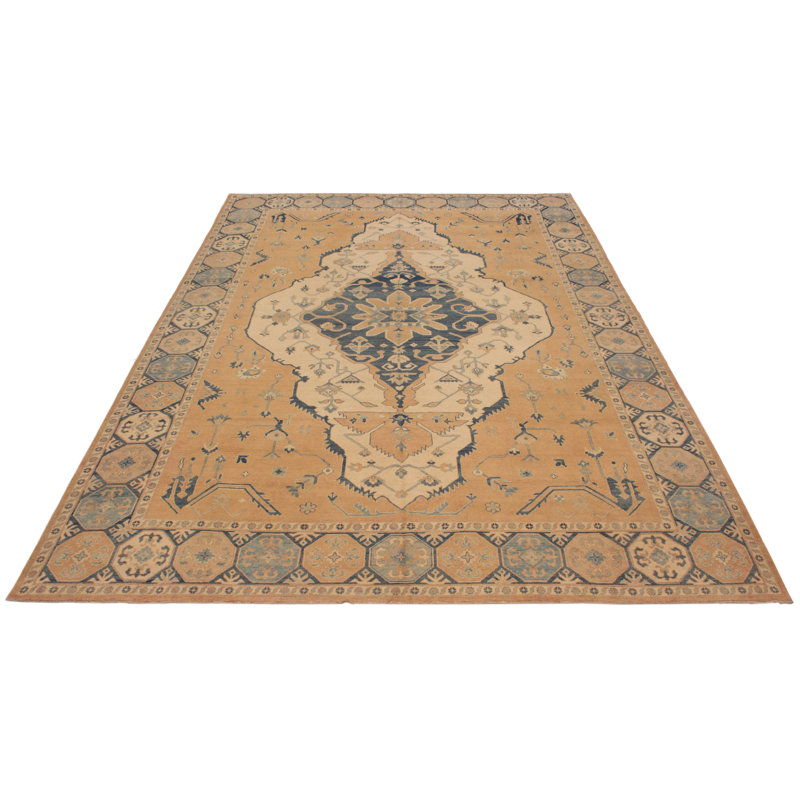 Tapis rectangulaire unique en laine 9 pi 11 po x 14 pi 2 po Aleeka