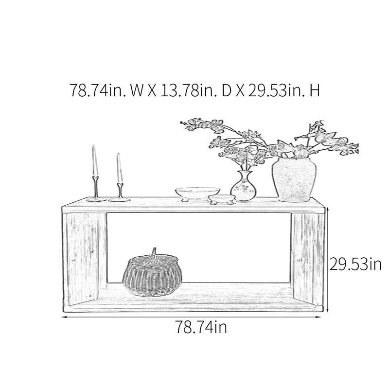 Console rétro minimaliste, 29,53 po H x 78,74 po L x 13,78 po P