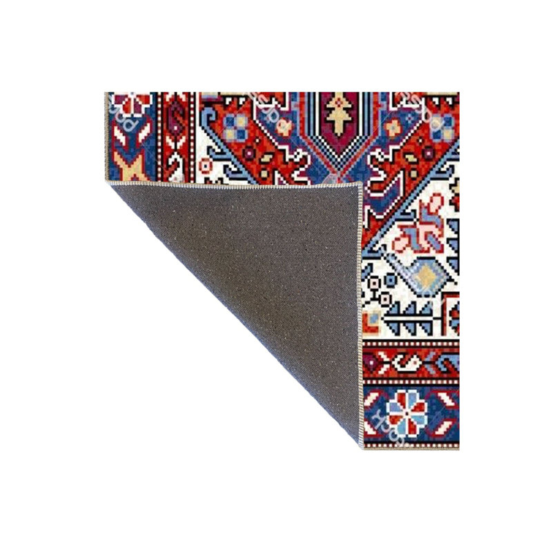 Tapis décoratif bleu traditionnel lavable à la machine, Sous-tapis carré 3 pi 3 po inclus