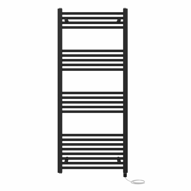 Straight Towel Rail Heated Towel Rails, Black, 140 cm H x 60 cm W x 3 cm D