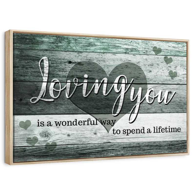 Citation de mariage «I Love You» II, 25 po x 17 po, Cadre flottant en bois naturel