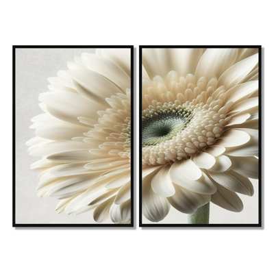 Gerbera blanche III - art mural gerbera floral 2 pièces