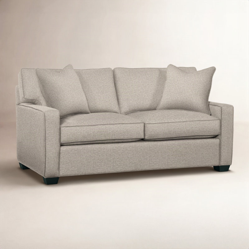 Gramercy Park Sofa, Gel Memory Foam Mattress, Beige Performance Fabric; 0851-73, Black Finish