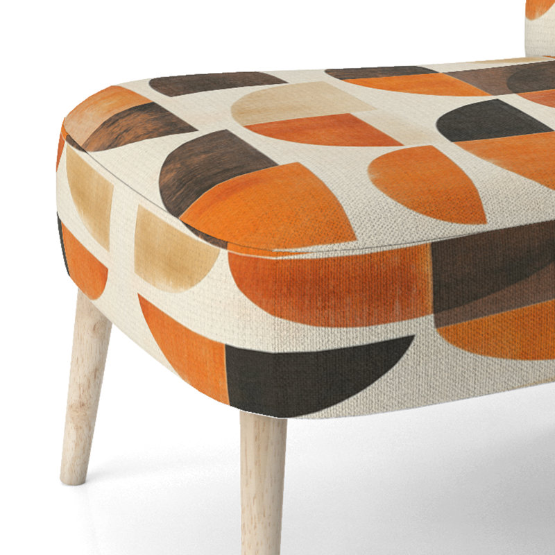 Chaise d'appoint abstraite Mid-Century rembourrée - Chaise d'appoint Crescent, Chaise d'appoint sans accoudoirs
