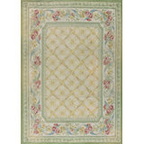 Antique Aubusson Hallway Runner Wool Ivory Rug