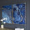 Ensemble de 2 panneaux d'art encadrés bleus et dorés, motif marbré unique, 30,5 po x 40 po