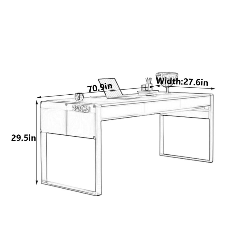 Bureau de luxe minimaliste, H 29,5 po x l 70,9 po x P 27,6 po