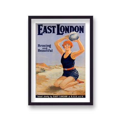 Vintage Travel East London South Africa Bracing And Beautiful by Vouvart - Single Picture Frame Print