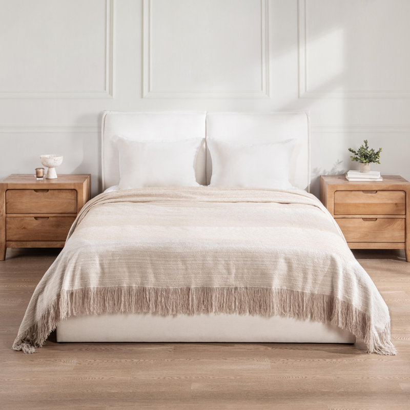 Beryl Cotton Fabric Blanket, 96" L x 92" W